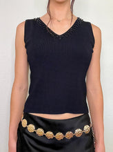 Load image into Gallery viewer, Black Beaded Tank Top (S/M)
