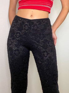 Black Sparkle Lace High Waisted Pants (S)