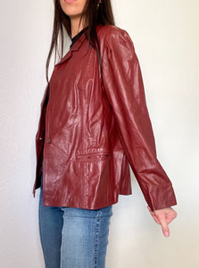 Red Vintage 80s Red Leather Jacket (L)
