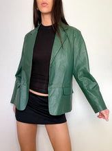 Load image into Gallery viewer, Vintage Emerald Green Leather Jacket (L)
