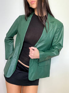 Vintage Emerald Green Leather Jacket (L)