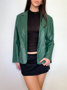 Vintage Emerald Green Leather Jacket (L)