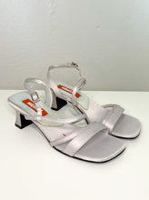 Load image into Gallery viewer, Silver Unlisted Strappy Kitten Heel Sandals (8)
