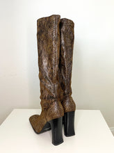 Load image into Gallery viewer, Brown Snake-Print Knee High Boots (7)
