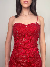 Load image into Gallery viewer, Vintage Red Beaded Prom Dress (M)
