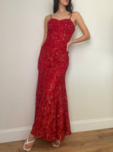 Load image into Gallery viewer, Vintage Red Beaded Prom Dress (M)
