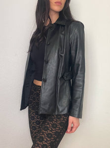 Black 2000s Leather Jacket (S)