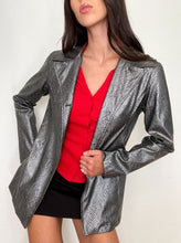 Load image into Gallery viewer, Silver Snake Print Leather Jacket (M)
