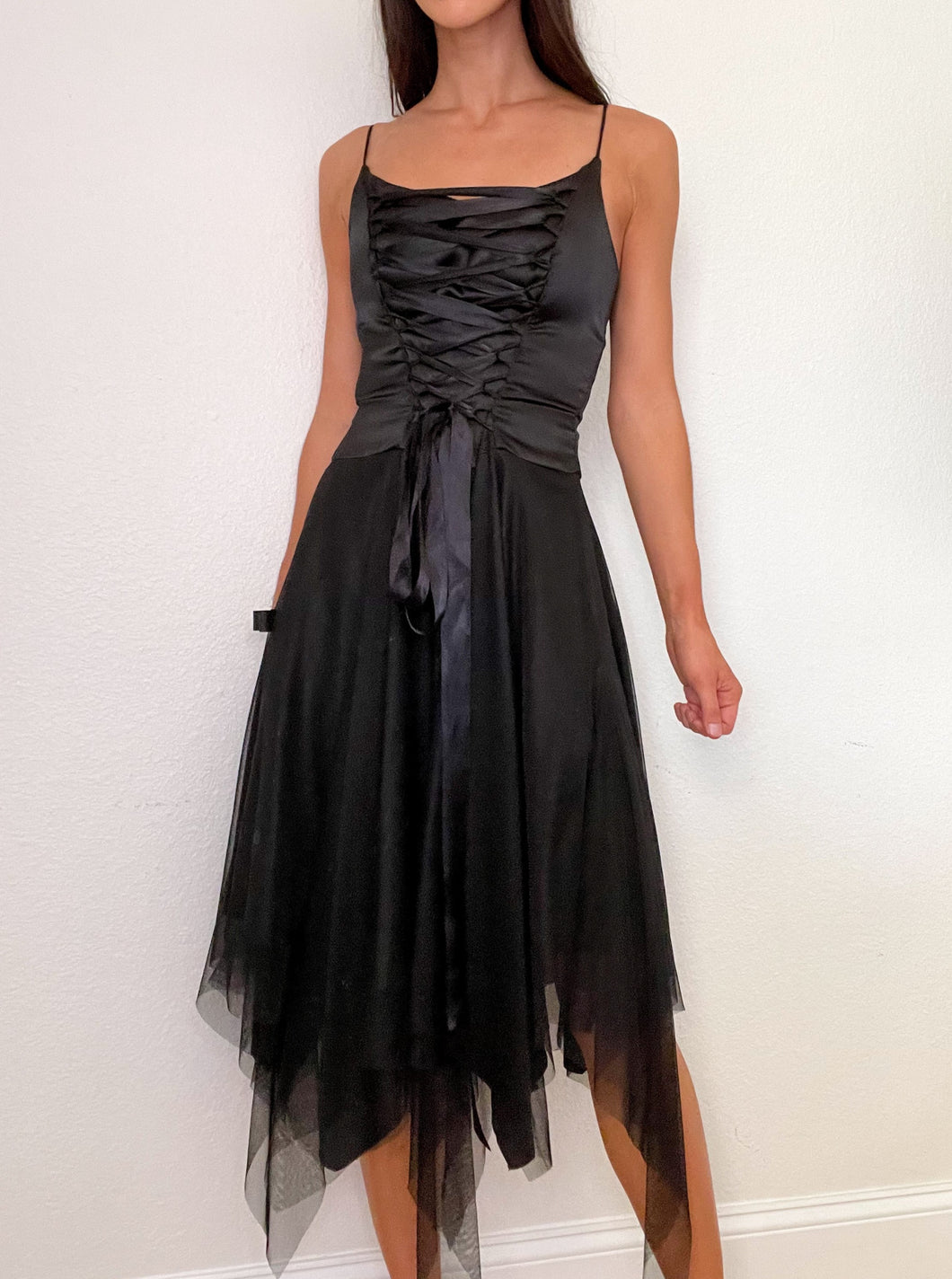 Black Fairy Corset Midi Dress (S)
