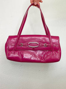 Hot Pink Leather Y2K Shoulder Bag