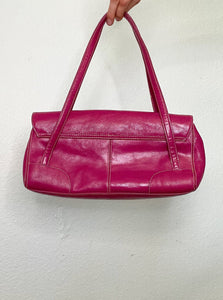 Hot Pink Leather Y2K Shoulder Bag
