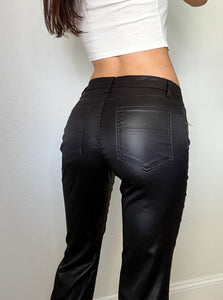 Black Wet Look Y2K Pants (S)