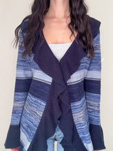 Load image into Gallery viewer, Blue Knit Ruffle 2000s Cardigan Sweater (M)
