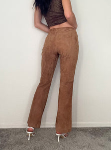 Tan Suede Coyote Ugly Flare Pants (M)