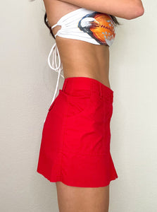 Reworked Red Cargo Mini Skirt (L)