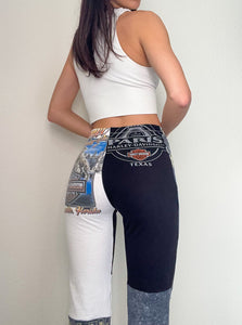 Black White and Gray Harley Patchwork Pants (S)