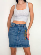 Load image into Gallery viewer, Early 2000s Denim Peacock Skirt (S)
