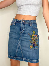 Load image into Gallery viewer, Early 2000s Denim Peacock Skirt (S)
