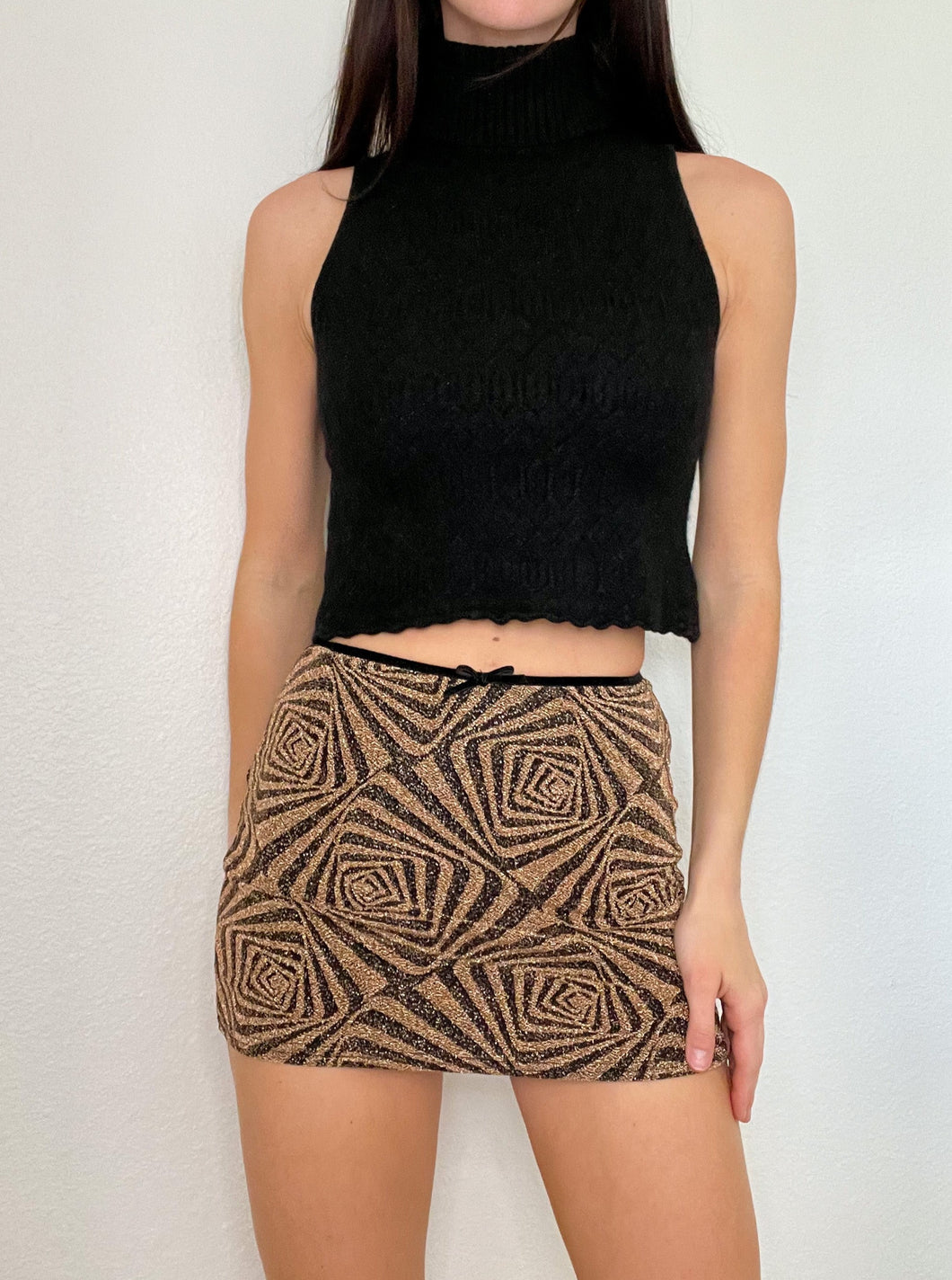 Black Cropped Turtleneck Tank (XS)