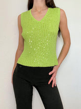 Load image into Gallery viewer, Lime Green Y2K Sequin Knit Tank (M)
