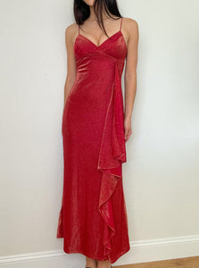 Red Sparkle Ruffle 2000s Gown (XS)