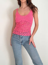 Load image into Gallery viewer, Pink Y2K Crochet Tank Top (M)
