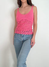 Load image into Gallery viewer, Pink Y2K Crochet Tank Top (M)
