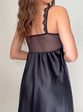 Load image into Gallery viewer, Black Satin Lingerie Slip Dress (M)
