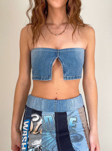 Denim Patchwork Mini Skirt Set (XS/S)