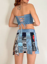 Load image into Gallery viewer, Denim Patchwork Mini Skirt Set (XS/S)
