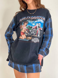 Harley Flannel Mini Skirt Set Blue (M/L)